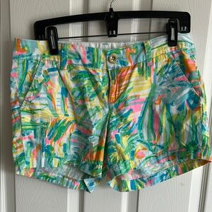 Lilly Pulitzer Tropical Print Cotton Shorts - Aqua, Pink, Yellow, Green